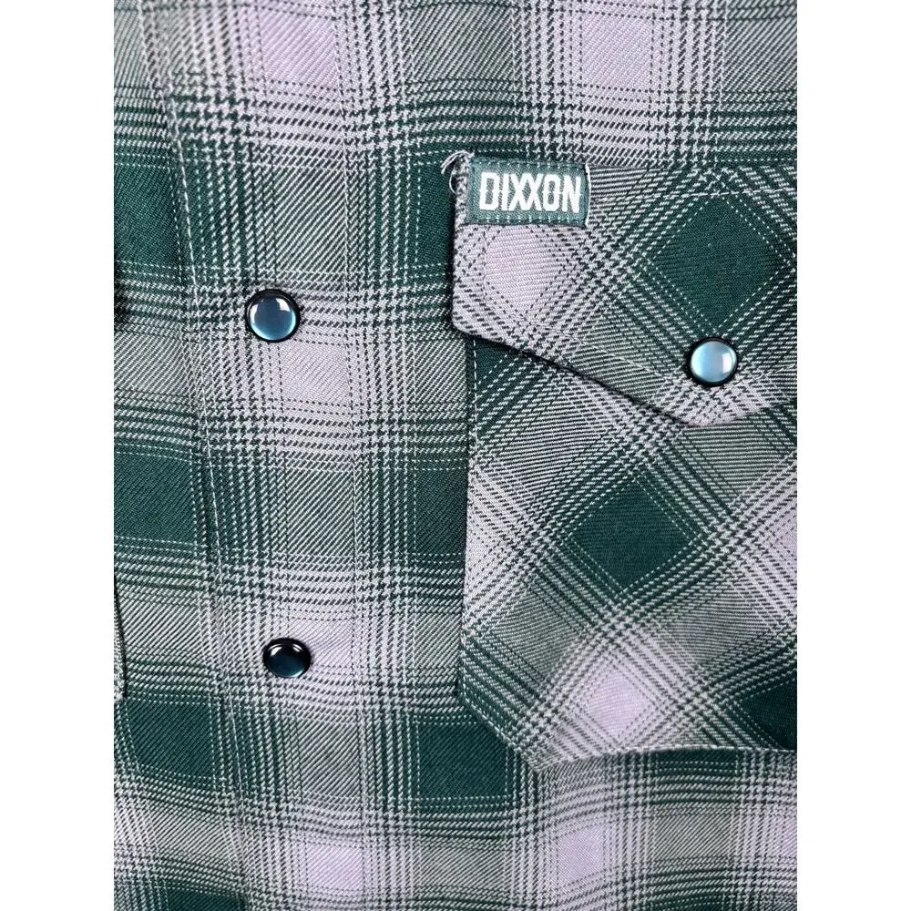 NWOT Dixxon Flannel The Bixby Men’s Small Green Gray Plaid Snap Front Shirt